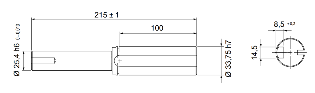 Asadapter voor holle as diameter 33,75mm