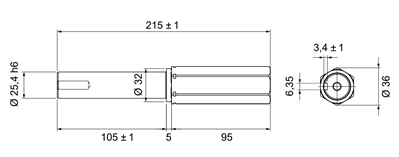 Asadapter voor holle 6-kant as 32mm