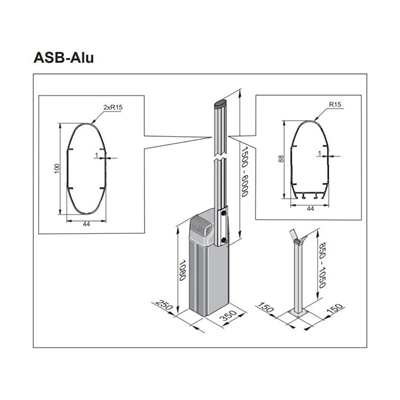 ASB moteur de barrière alu droit lisse excl.